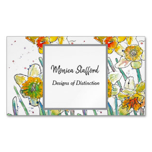 Visitas Magnético Flores Amarelas Daffodil Cartão de visita