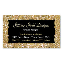 Visitas Magnético Glitter Dourado Elegância Magnética Cartão de visi