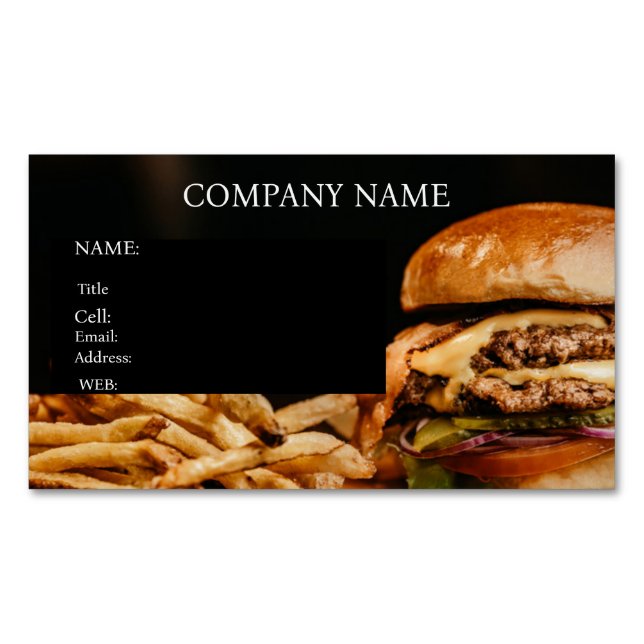 VISITAS MAGNÉTICO HAMBURGOS BÁSICOS DE CARTÃO DE VISITA DE MODELO (Frente)