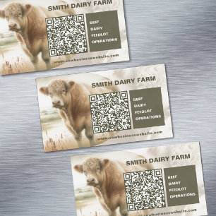Visitas Magnético Ícones de cartão de código QR de empresa de vaca