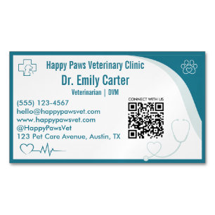 Visitas Magnético Ímã de Veterinário Personalizado Código QR Cartão