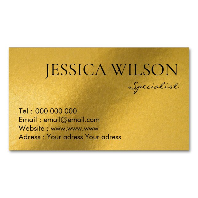 Visitas Magnético Magnet Cartão de visita moderno de ouro de folha E (Frente)