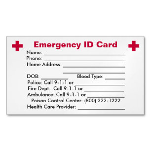 Visitas Magnético Magnet de Cartão de Identificação de Emergênci