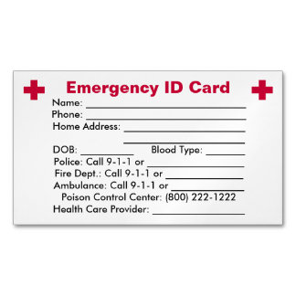 Visitas Magnético Magnet de Cartão de Identificação de Emergência