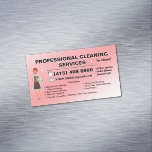 Visitas Magnético Maid Janitorial Lady Cartão de visita Clearing
