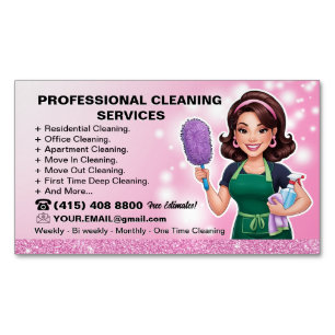 Visitas Magnético Maid Janitorial Lady Cartão de visita Clearing