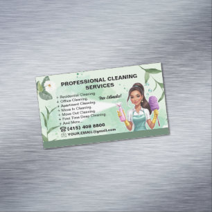 Visitas Magnético Maid Janitorial Lady Cartão de visita Clearing