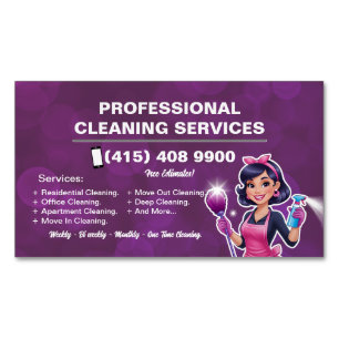 Visitas Magnético Maid Janitorial Lady Cartão de visita Clearing