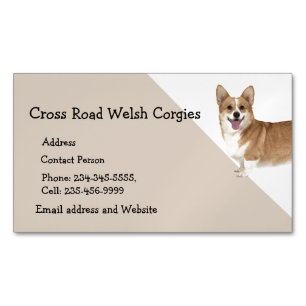 Visitas Magnético Welsh Corgi Dog Pet Animal Logo Cartão de visita