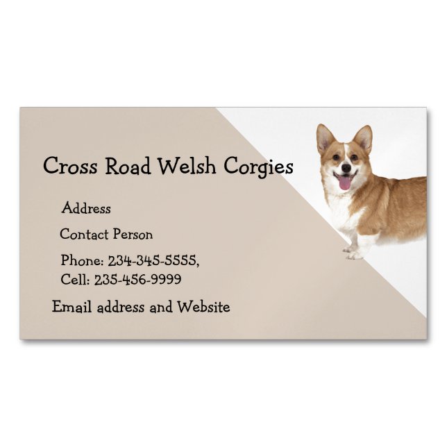 Visitas Magnético Welsh Corgi Dog Pet Animal Logo Cartão de visita (Frente)