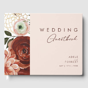 Visitas Marsala Autumn Floral Livro de Convidados Blush