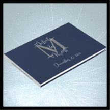 Monograma de Bar Mitzvah Azul Cinza Branco Livro d