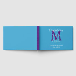 Visitas Monograma de Formatura Azul Céu Roxo Branco Livro