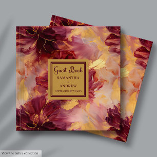 Visitas Na moda Burgundy Blush Dourado Livro de Convidados