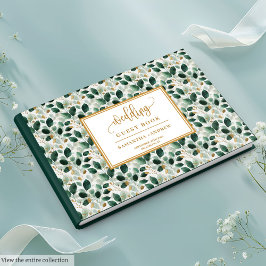 Visitas Na moda Dark Green E Dourado Livro de Convidados