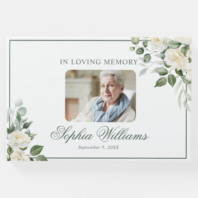Visitas No Loving Memory White Floral Funeral, Livro de Co (Frente)