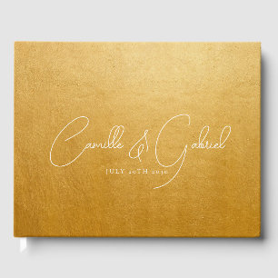 Visitas Nomes de Script Branco Livro de Convidado Dourado