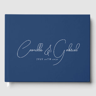Visitas Nomes de Script Branco Livro Marinho Azul de Convi