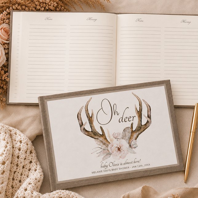 Visitas Oh Deer Floresta Livro de Presença para Chá de Beb (Guest Book)