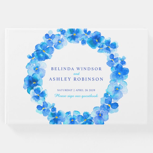 Visitas Pansões azuis, água, cor d'água, livro de convidad (Frente)