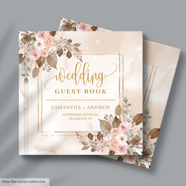 Visitas Pastel Suave e Dourado Livro de Convidados do outo (Soft Pastel & Gold Boho Autumn Wedding Guest Book)