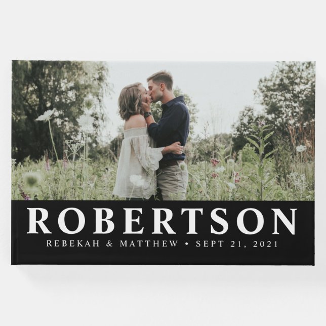 Visitas Preto Simples e Elegante | Livro de Convidados de  (Frente)