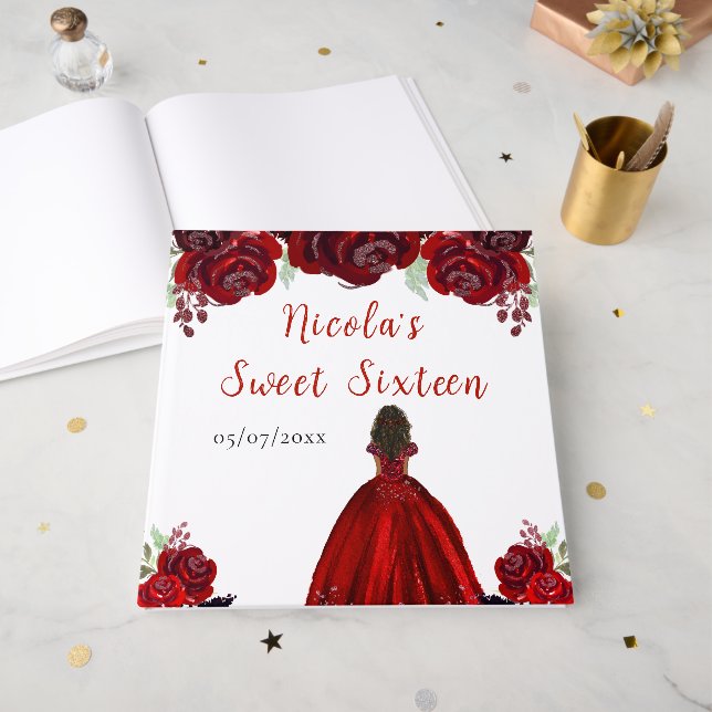 Visitas Princesa de Pele Escura Red Sweet Dezesseis Livro  (Frente aberta)