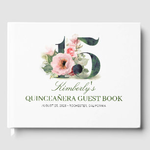 Visitas Quinceanera cora livro de hóspedes floral