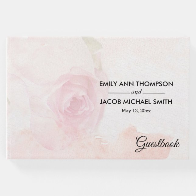 Visitas Rosa de Blush de Aquarela | Livro de Convidados de (Frente)