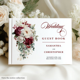 Visitas Rosa de Casamento do Elegante Boho Burgundy Livro