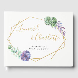 Visitas Roxos Suculentos Livro de Convidados de Casamento