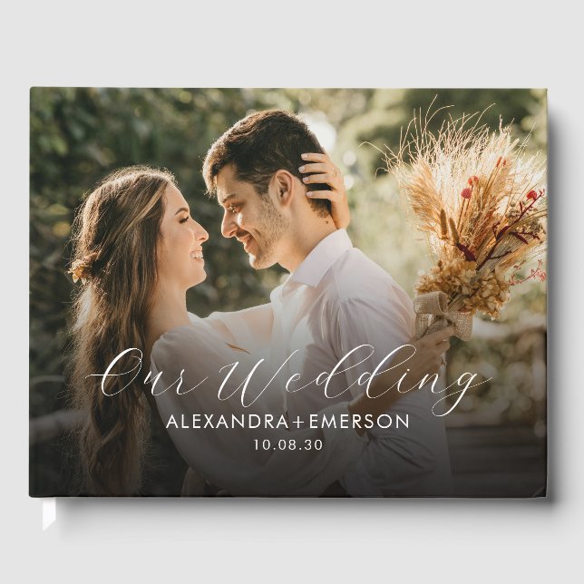 Visitas Simples Monograma Foto do Livro de Convidados (Frente)