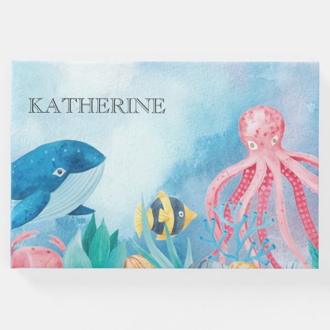 Visitas Sob o Livro de Convidados do Chá de fraldas do Mar (Frente)