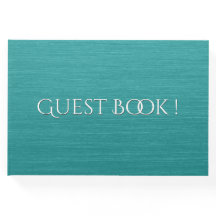 Teal Bruto com Texto Branco Livro de Convidado