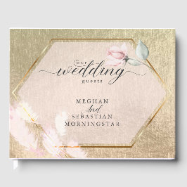 Visitas Tic Pink e Dourado Livro de Convidados de Casament