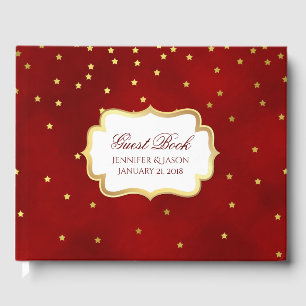 Visitas Vermelho com Dourado Livro de Convidados