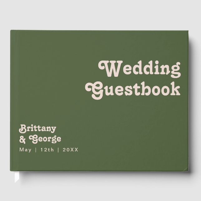Visitas Vibes de Retro Simples | Livro de Casamento Verde  (Frente)
