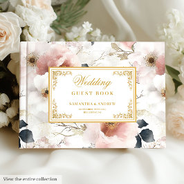 Visitas Vintage Dusty Pink Dourado Livro de Convidados de