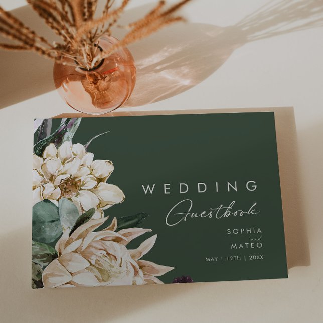 Visitas White Floral | Livro de Convidados de Casamento Ve (Criador carregado)