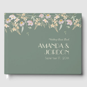 Visitas Wildflower Sage Deco Livro de Convidados