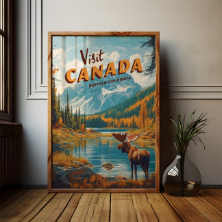 Visite Canada Moose Poster - Viagens vintage Art