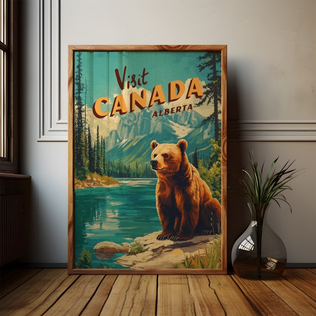 Visite o Canadá Alberta - Poster do urso Grizzly (Criador carregado)