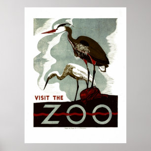 Visite o Poster de Zoológico - WPA com ferões ou g