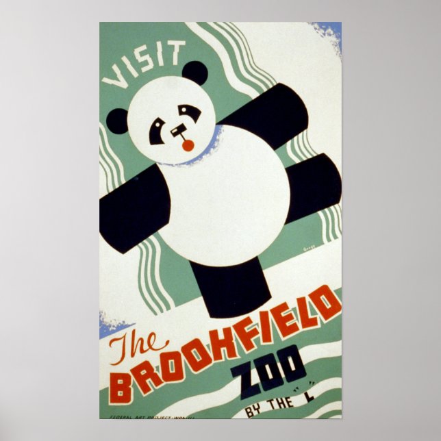 Visite o Poster do Brookfield Zoo Vintage WPA (Frente)