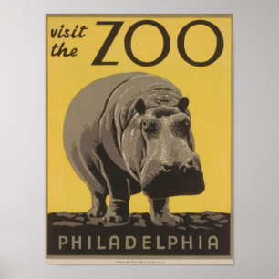 Visite o Poster do Zoo Philadelphia Vintage WPA
