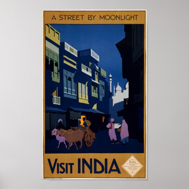 Visite o Poster vintage da Índia (Frente)