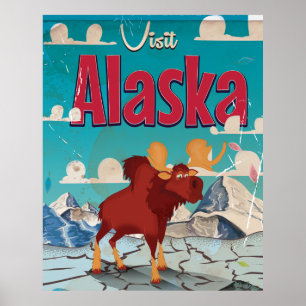 Visite o Poster vintage de desenho do Alaska