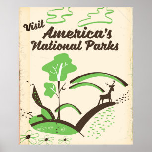 Visite o poster vintage Nacional de Parques da Amé