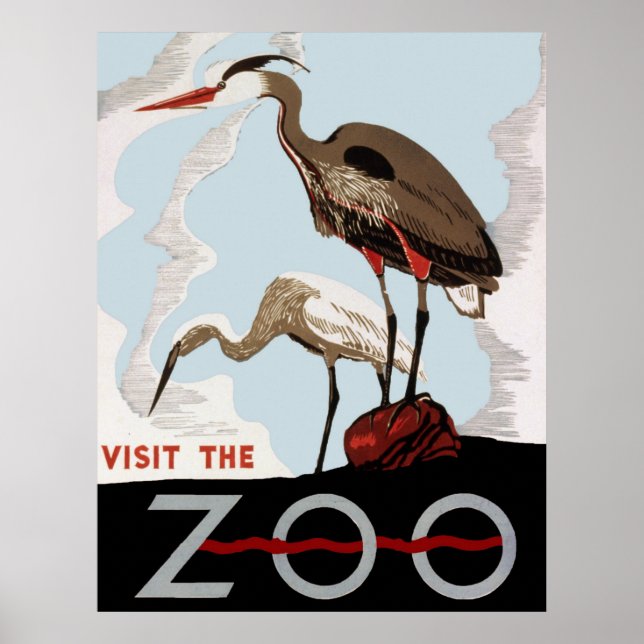 Visite O Poster vintage Zoo WPA (Frente)