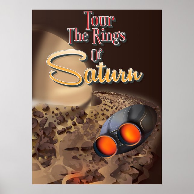 Visite os anéis do Poster de viagens Saturno. (Frente)